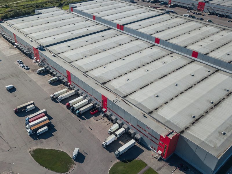 Aerial view of logistic center